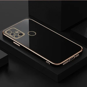 Samsung Galaxy A21S Kılıf Parlak Kenarlı Altın Işlemeli Kamera Korumalı Kapak