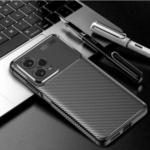 Xiaomi Redmi Note 12 Pro 5g Kılıf Rugged Armor Darbe Emici Uzun Ömürlü Dayanıklı Parmak İzi Yapmaz Karbon Tasarım Negro Silikon Kapak