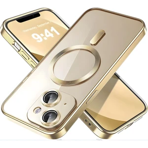 Apple iPhone 15 Plus Kılıf Kamera Lens Korumalı Magsafe Şarj Kilifi Şeffaf Renkli Yumuşak Kapak