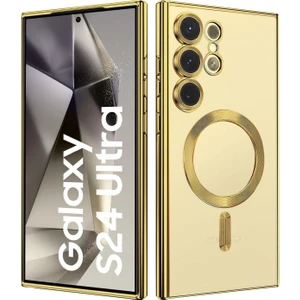 Samsung Galaxy S24 Ultra Kılıf Kamera Lens Korumalı Magsafe Şarj Kilifi Şeffaf Renkli Yumuşak Kapak