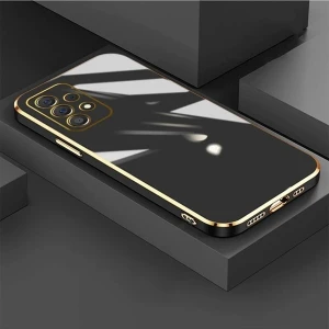 Samsung Galaxy A32 4g Uyumlu Kılıf Parlak Kenarlı Altın Işlemeli Kamera Korumalı Kapak