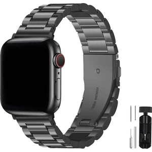 Apple Watch Series 1/2/3/4/5/6/7/8/se 38MM Kordon Paslanmaz Çelik Stainless Steel Baklalı Ayarlanabilir Akıllı Saat Kordonu ve Ayarlama Aparatı