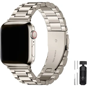 Apple Watch Series 10/11 42MM 10/9/8/7/6/5/4/3/SE 41MM 40MM 38MM Kordon Paslanmaz Çelik Stainless Steel Baklalı Ayarlanabilir Akıllı Saat Kordonu ve Ayarlama Aparatı