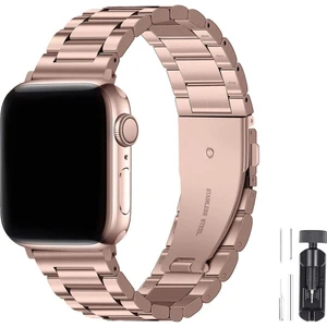 Apple Watch Series 1/2/3/4/5/6/7/8/se Ultra 49MM Kordon Paslanmaz Çelik Stainless Steel Baklalı Ayarlanabilir Akıllı Saat Kordonu ve Ayarlama Aparatı