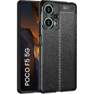Poco F5 5g Kılıf Kamera Çıkıntılı Deri Görünümlü Dikiş Desenli Koruyucu Kapak Kilif