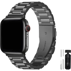 Apple Watch Series 1/2/3/4/5/6/7/8/se Ultra 45MM Kordon Paslanmaz Çelik Stainless Steel Baklalı Ayarlanabilir Akıllı Saat Kordonu ve Ayarlama Aparatı