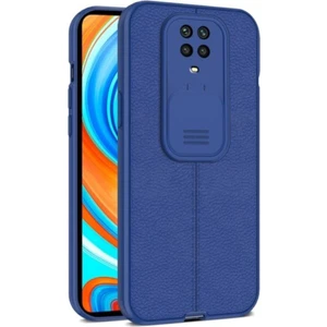 Xiaomi Redmi Note 9 Kılıf Sürgülü Slide Kamera Korumalı Deri Görünümlü Leke Tutmaz Lüks Silikon