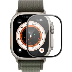 Apple Watch Ultra 49MM Uyumlu Tam Kaplayan Ultra Ince Kavisli Siyah Çerçeveli Saat Ekran Koruyucu Pet