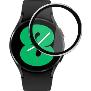 Samsung Galaxy Watch 4 44MM Uyumlu Tam Kaplayan Ultra Ince Kavisli Siyah Çerçeveli Saat Ekran Koruyucu Pet