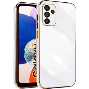 Samsung Galaxy A15 Kılıf Parlak Kenarlı Altın Işlemeli Kamera Korumalı Kapak