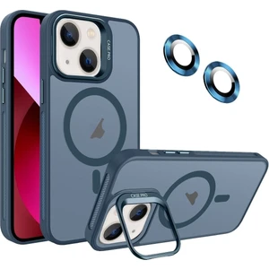 Apple iPhone 13 Kılıf Standlı Mat Magsafe Metal Tuşlu Kamera Lens Hediyeli Wonk Kapak