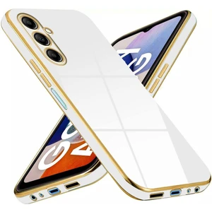 Samsung Galaxy A25 Kılıf Parlak Kenarlı Altın Işlemeli Kamera Korumalı Kapak