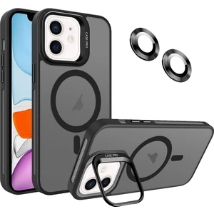 Apple iPhone 11 Kılıf Standlı Mat Magsafe Metal Tuşlu Kamera Lens Hediyeli Wonk Kapak
