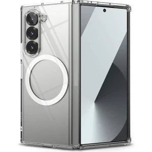 Samsung Galaxy Z Fold 6 Kılıf Magsafe Wireless Kablosuz Şarj Destekli Sert Şeffaf Darbe Emici Kapak