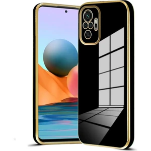Xiaomi Redmi Note 10 Pro Uyumlu Kılıf Parlak Kenarlı Altın Işlemeli Kamera Korumalı Kapak