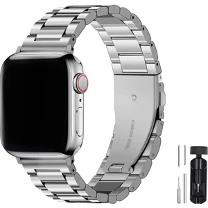 Apple Watch Series 1/2/3/4/5/6/7/8/se 40MM Kordon Paslanmaz Çelik Stainless Steel Baklalı Ayarlanabilir Akıllı Saat Kordonu ve Ayarlama Aparatı
