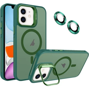 Apple iPhone 11 Kılıf Standlı Mat Magsafe Metal Tuşlu Kamera Lens Hediyeli Wonk Kapak