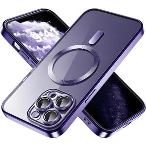 Apple iPhone 14 Pro Max Kılıf Kamera Lens Korumalı Magsafe Şarj Kilifi Şeffaf Renkli Yumuşak Kapak