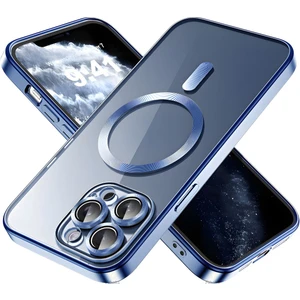 Apple iPhone 13 Pro Max Kılıf Kamera Lens Korumalı Magsafe Şarj Kilifi Şeffaf Renkli Yumuşak Kapak