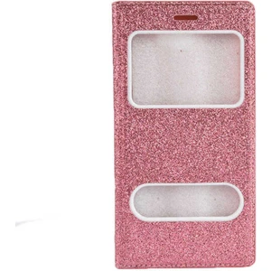 Samsung Galaxy C7 Kılıf Kapaklı Simli Parlak Lüks Koruyucu 360 Kapak