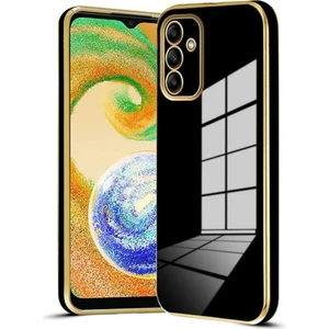 Samsung Galaxy A15 Kılıf Parlak Kenarlı Altın Işlemeli Kamera Korumalı Kapak