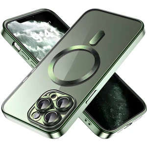 Apple iPhone 11 Pro Max Kılıf Kamera Lens Korumalı Magsafe Şarj Kilifi Şeffaf Renkli Yumuşak Kapak