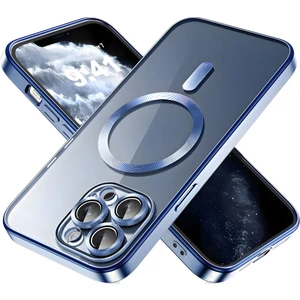 Apple iPhone 15 Pro Max Kamera Lens Korumalı Magsafe Şarj Kilifi Şeffaf Renkli Yumuşak Kılıf