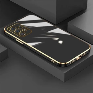 Samsung Galaxy A13 4g Uyumlu Kılıf Parlak Kenarlı Altın Işlemeli Kamera Korumalı Kapak
