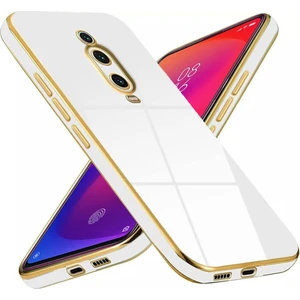 Xiaomi Mi 9t Kılıf Parlak Kenarlı Altın Işlemeli Kamera Korumalı Kapak
