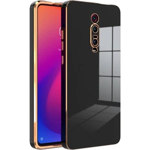 Xiaomi Mi 9t Kılıf Parlak Kenarlı Altın Işlemeli Kamera Korumalı Kapak