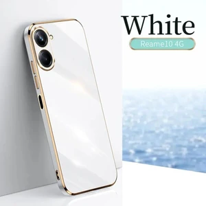Realme 10 Kılıf Parlak Kenarlı Altın Işlemeli Kamera Korumalı Kapak