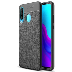 Huawei P30 Lite Kılıf Rugan Armor Deri Görünümlü Parmak İzi Yapmaz Dayanıklı Niss Silikon Kapak