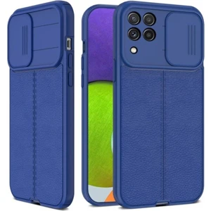 Samsung Galaxy A22/M22/M32 Kılıf Sürgülü Slide Kamera Korumalı Deri Görünümlü Leke Tutmaz Silikon