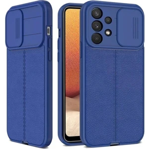 Samsung Galaxy A72 Kılıf Sürgülü Slide Kamera Korumalı Deri Görünümlü Leke Tutmaz Lüks Silikon