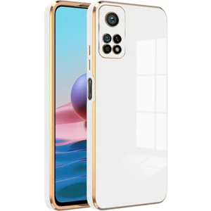 Xiaomi Mi 10T - 10T Pro Kılıf Parlak Kenarlı Altın Işlemeli Kamera Korumalı Kapak