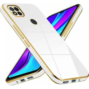 Xiaomi Redmi 9c Uyumlu Kılıf Parlak Kenarlı Altın Işlemeli Kamera Korumalı Kapak