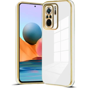 Xiaomi Redmi Note 10 - 10S Kılıf Parlak Kenarlı Altın Işlemeli Kamera Korumalı Kapak