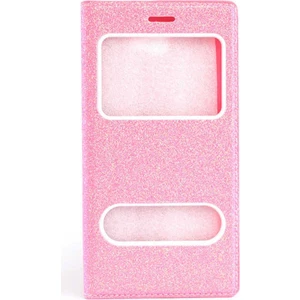 Samsung Galaxy C7 Kılıf Kapaklı Simli Parlak Lüks Koruyucu 360 Kapak