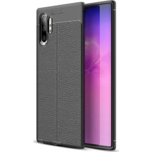 Samsung Galaxy Note 10 Plus Kılıf Rugan Armor Deri Görünümlü Parmak İzi Yapmaz Dayanıklı Niss Silikon Kapak