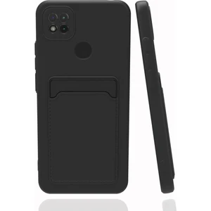 Xiaomi Redmi 9c Kılıf Kamera Korumalı Kartlıklı Cüzdanlı Kırmızı Tuşlu Siyah Silikon Kapak