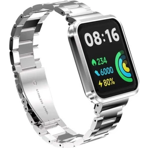 Xiaomi Redmi Watch 2 Lite Kordon Kasalı Paslanmaz Çelik Stainless Steel Baklalı Ayarlanabilir Akıllı Saat Kordonu ve Ayarlama Aparatı