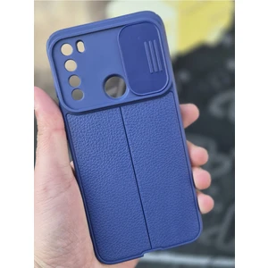 Xiaomi Redmi Note 8 Kılıf Sürgülü Slide Kamera Korumalı Deri Görünümlü Leke Tutmaz Lüks Silikon