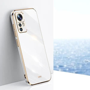 Xiaomi Mi 12T Pro Uyumlu Kılıf Parlak Kenarlı Altın Işlemeli Kamera Korumalı Kapak