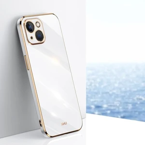 Apple iPhone 14 Uyumlu Kılıf Parlak Kenarlı Altın Işlemeli Kamera Korumalı Kapak