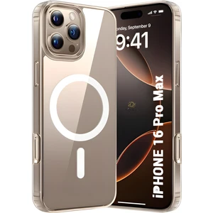 Apple iPhone 16 Pro Max Kılıf Magsafe Wireless Kablosuz Şarj Destekli Sert Şeffaf Darbe Emici Kapak