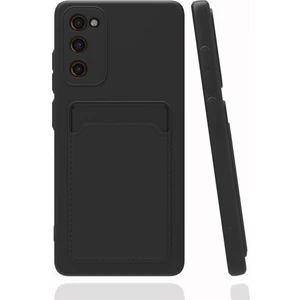 Samsung Galaxy S20 Fe Kılıf Kamera Korumalı Kartlıklı Cüzdanlı Kırmızı Tuşlu Siyah Silikon Kapak