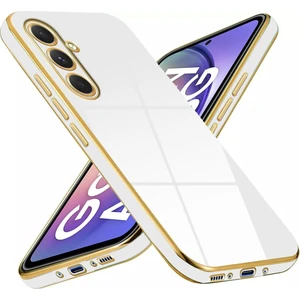 Samsung Galaxy A54 Kılıf Parlak Kenarlı Altın Işlemeli Kamera Korumalı Bark Kapak