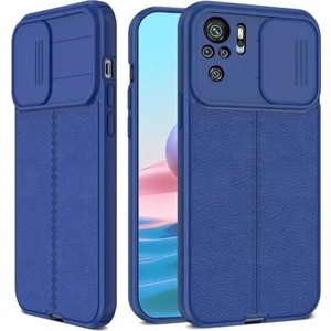 Xiaomi Redmi Note 10 5g Kılıf Sürgülü Slide Kamera Korumalı Deri Görünümlü Leke Tutmaz Lüks Silikon