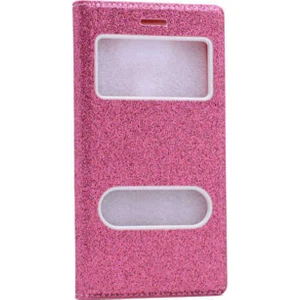 Samsung Galaxy Note 4 Kılıf Kapaklı Simli Parlak Lüks Koruyucu 360 Kapak