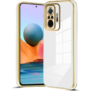 Xiaomi Redmi Note 10 Pro Uyumlu Kılıf Parlak Kenarlı Altın Işlemeli Kamera Korumalı Kapak